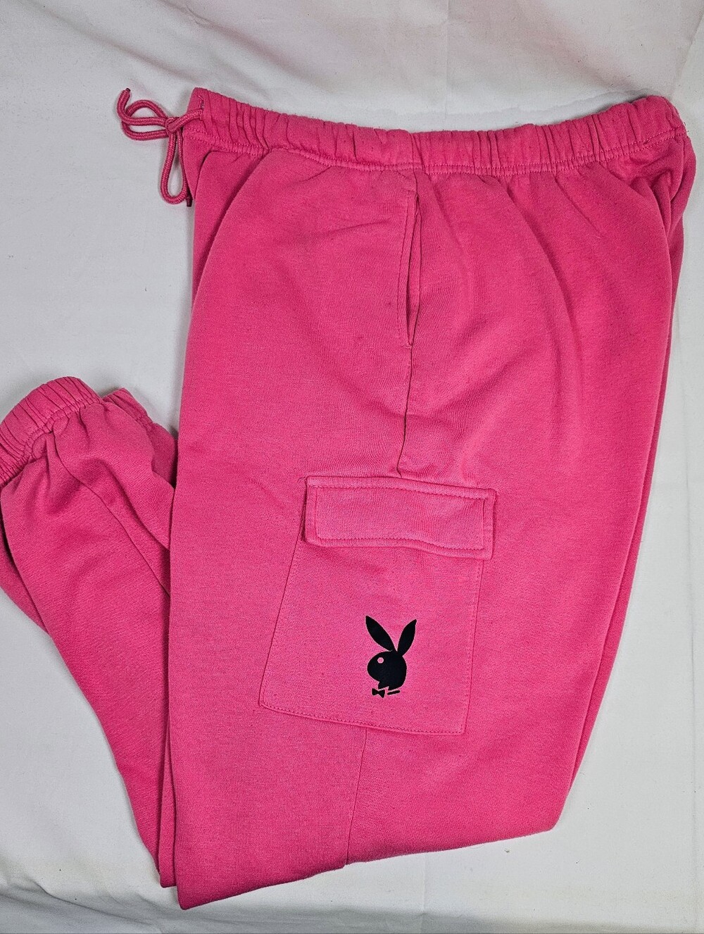 PLAYBOY Hot Pink, Cargo, Jogger Pants with Black  Bunny Logo. Women's XL